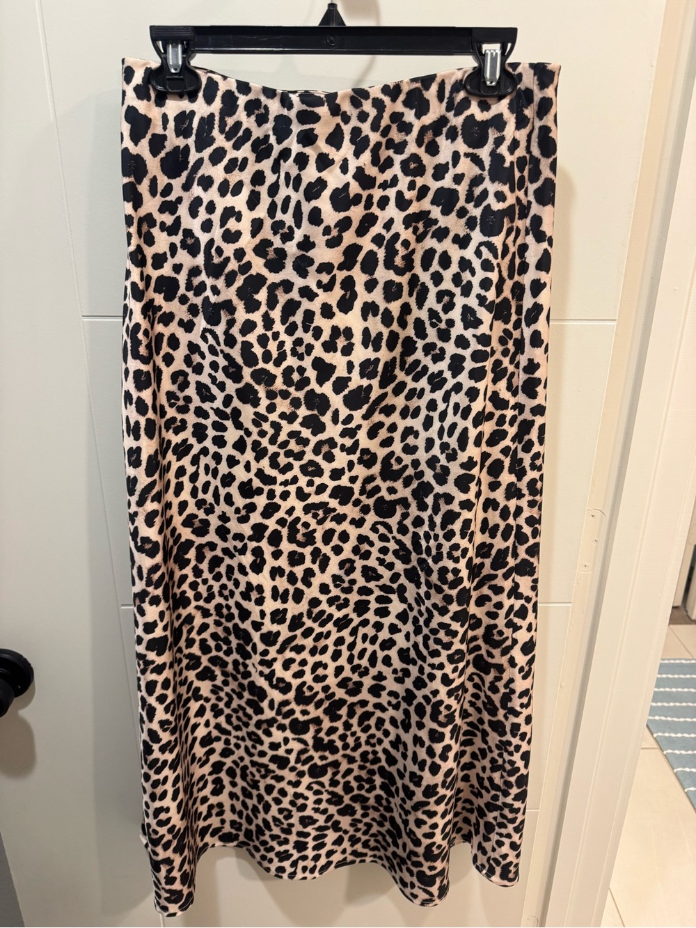 Leopard Print Midi Skirt in Beige and Black